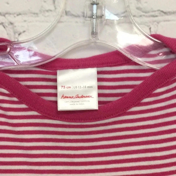 Hanna Andersson 12-18M Pink Stripe Long Sleeve Dress with pockets - Picture 4 of 5